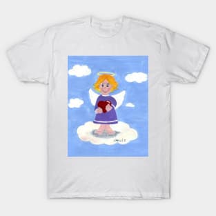 Little blond angel girl with a heart T-Shirt